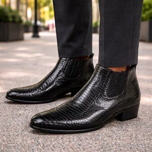 Giorgio Brutini Genuine Snake Embossed Black Leather Chelsea Boots Mens 13M